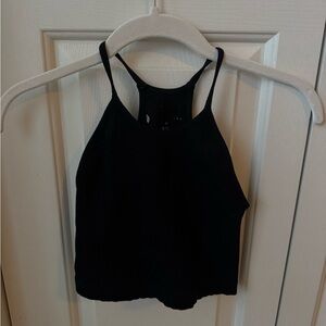 Black Ribbed Women's Halter Top